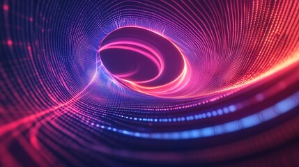 Futuristic neon lines converging in a glowing vortex pattern