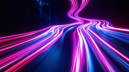 Fototapeta premium Abstract neon light trails creating a sense of speed and movement in a tech background