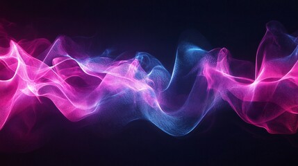 Fototapeta premium Abstract neon waveforms with glowing effects on a dark background
