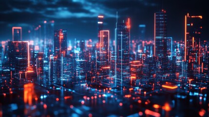 Fototapeta premium AI urban design, futuristic infrastructure, advanced technology, holographic interfaces.