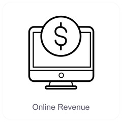 Online Revenue and digital money icon concept