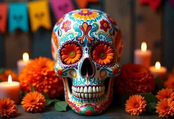 Skull background for Halloween and DiadeMuertos festival for multi purpose