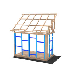 Woodhouse structure design with plastic bim 3D mockup