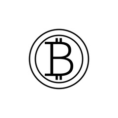 Simple, black-and-white cryptocurrency bitcoin symbol, ideal for blockchain, digital currency, and financial technology discussions. Useful in explaining digital payments and fintech innovation.