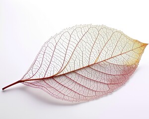 Obraz premium Delicate Botanical Beauty: Isolated Skeleton Leaf in Exquisite Detail on White Background