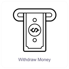 Withdraw Money and atm card icon concept
