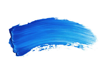 blue paint brush stroke isolated on white or transparent png