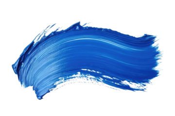 blue paint brush stroke isolated on white or transparent png