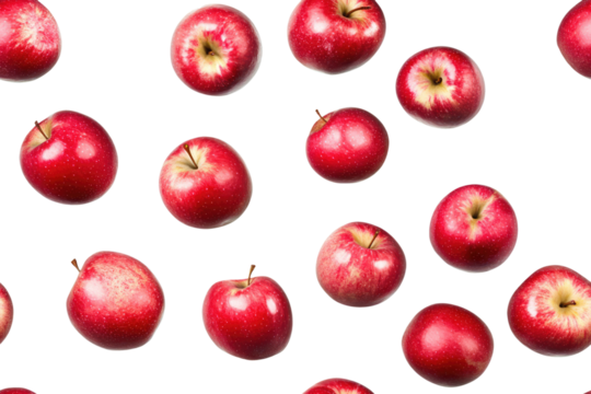 red apples seamless pattern tile isolated on white or transparent png