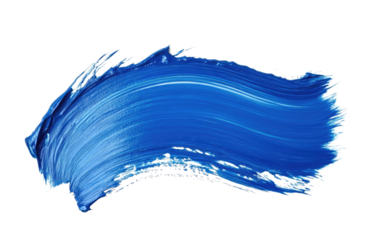 blue paint brush stroke isolated on white or transparent png