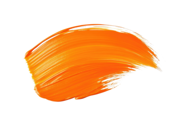 orange paint brush stroke isolated on white or transparent png