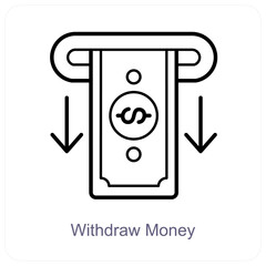 Withdraw Money and atm card icon concept