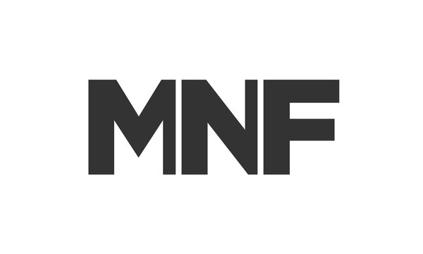 MNF logo design template with strong and modern bold text. Initial based vector logotype featuring simple and minimal typography. Trendy company identity.
