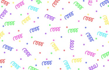 Colorful pattern, seamless background with confetti, pattern with dots, seamless pattern with ribbon and confetti, seamless pattern with tape, colorful background, party background, birthday, party