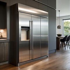 Stainless Steel Refrigerator in Modern Kitchen