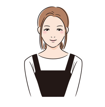 recommend clip art: 線画人物　エプロンをした女性