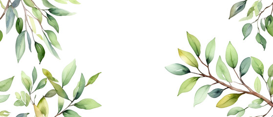 Green Leaf pattern background in watercolor3