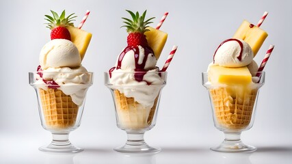 set of pineapple ice cream