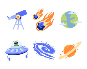 Explore outer space vector set