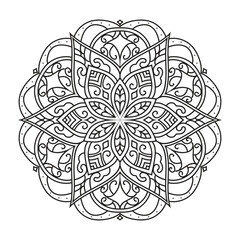 Fototapeta premium Vector abstract mandala pattern. Black and white illustration. Mandala isolated on the white background