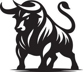 Illustration silhouette of a bull
