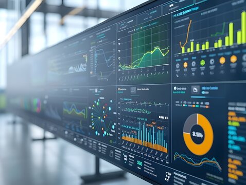 Renewable Energy Dashboard with Digital Interfaces Displaying Real Time Data