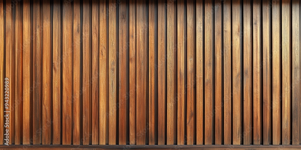 Wall mural wooden panel wall and floor background with vertical stripes in neutral tones