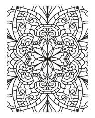 Vector abstract mandala pattern. Black and white illustration Outline Mandala Coloring page for coloring book	