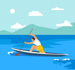 Canoeing on Open Water Vector