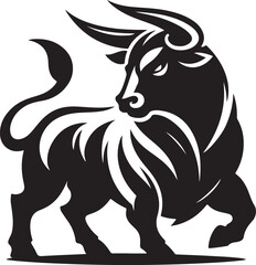Illustration silhouette of a bull