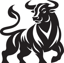 Illustration silhouette of a bull