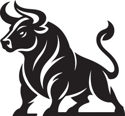Illustration silhouette of a bull