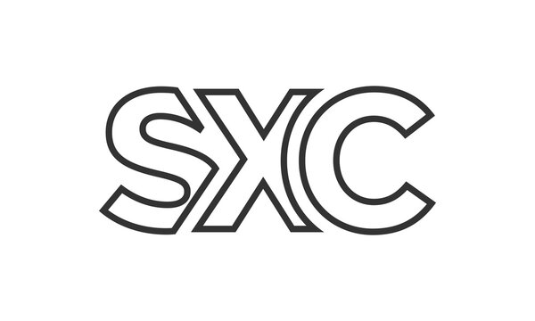 SXC logo design template with strong and modern bold text. Initial based vector logotype featuring simple and minimal typography. Trendy company identity.