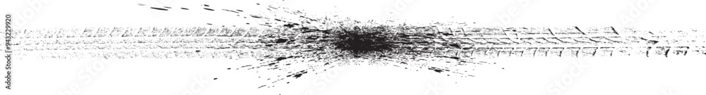 Aufkleber Vector Print Textured Tire Track . Design Element . Car tread silhouette . Mud splash grunge texture