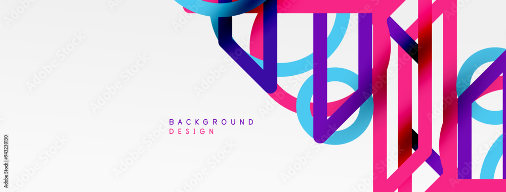 Poster abstract background - colorful circle lines technology or business digital template