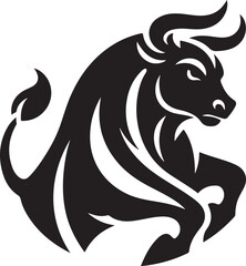 Illustration silhouette of a bull