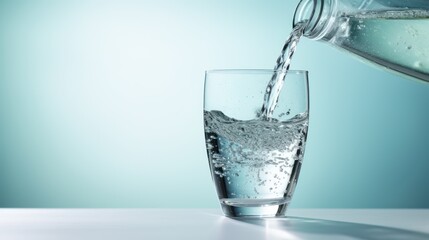 water flowing from a bottle into a glass, 