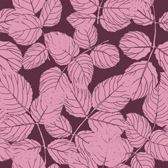 Pink Leaves Pattern Dark Background