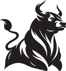 Illustration silhouette of a bull