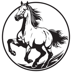 Horse  image vector. Artistic Horse Vector Illustration: Black and White Isolated in a Circular Design