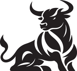 Illustration silhouette of a bull