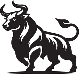 Illustration silhouette of a bull