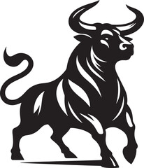 Illustration silhouette of a bull