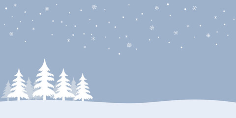 木と雪の風景　冬のクリスマスイメージ背景