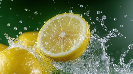 Lemons Splashing in Water