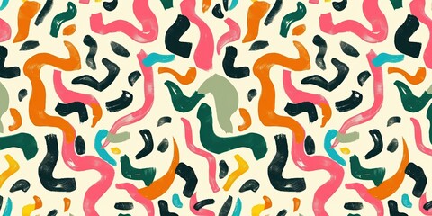 Obraz premium A vibrant abstract pattern featuring disorderly squiggles in multiple colors against a light backdrop