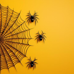Czarna pajęczyna i pająki. Tło na Halloween