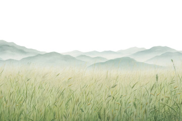 Obraz premium PNG grassy mountain landscape illustration border, transparent background