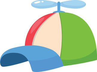 Cartoon style vector illustration of a funny colorful propeller hat, isolated on white background © nsit0108