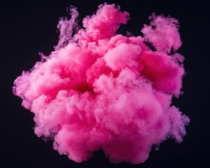 Fototapeta premium Vibrant Pink Smoke Cloud Against a Dark Background Over Black
